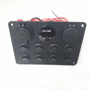 

12V-24V Switch Panel 8-Gang Power Socket Digital Voltage Display For Car Sea Boat RV Truck ATV UTV Camper Caravan