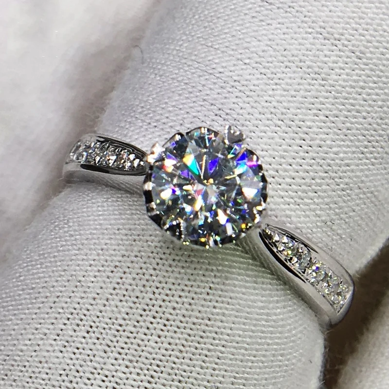 9 к белое золото на заказ Moissanite кольцо роскошное Сердце Стиль 4 коготь Романтический лабораторный алмаз ювелирные изделия свадебное кольцо на головщину