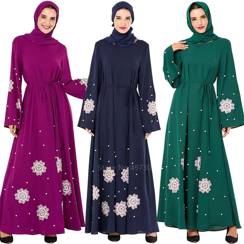 Элегантное мусульманское платье с вышивкой Abaya Vestidos кардиган кимоно свободный