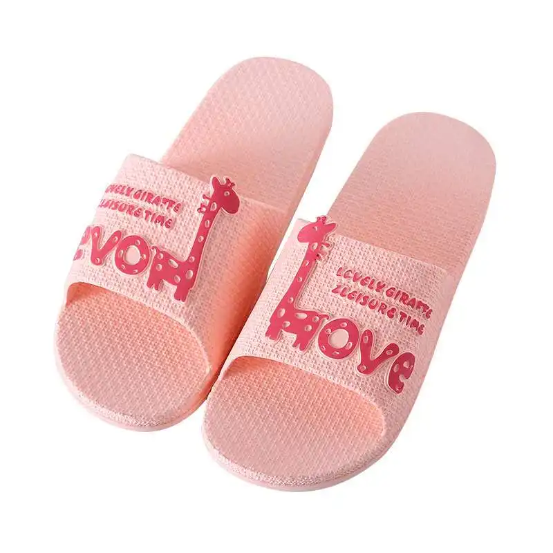 Cartoon love Summer Slippers Women Floor Family Shoes Flip Flops Home Floor Slippers Bathroom Bath Sandal Slippers Women Shoes