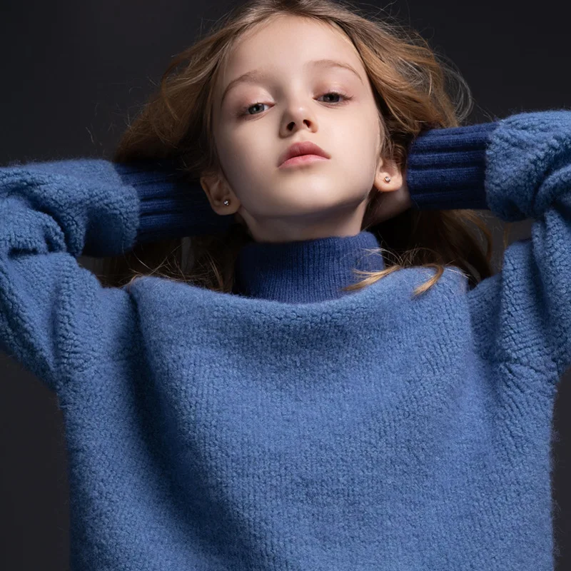 

Children's Pullover Sweater Turtleneck New Girl's Sweaters Autumn Winter Wool Knitted Sweater Gilrs Clothing Long Sleeve Cloth