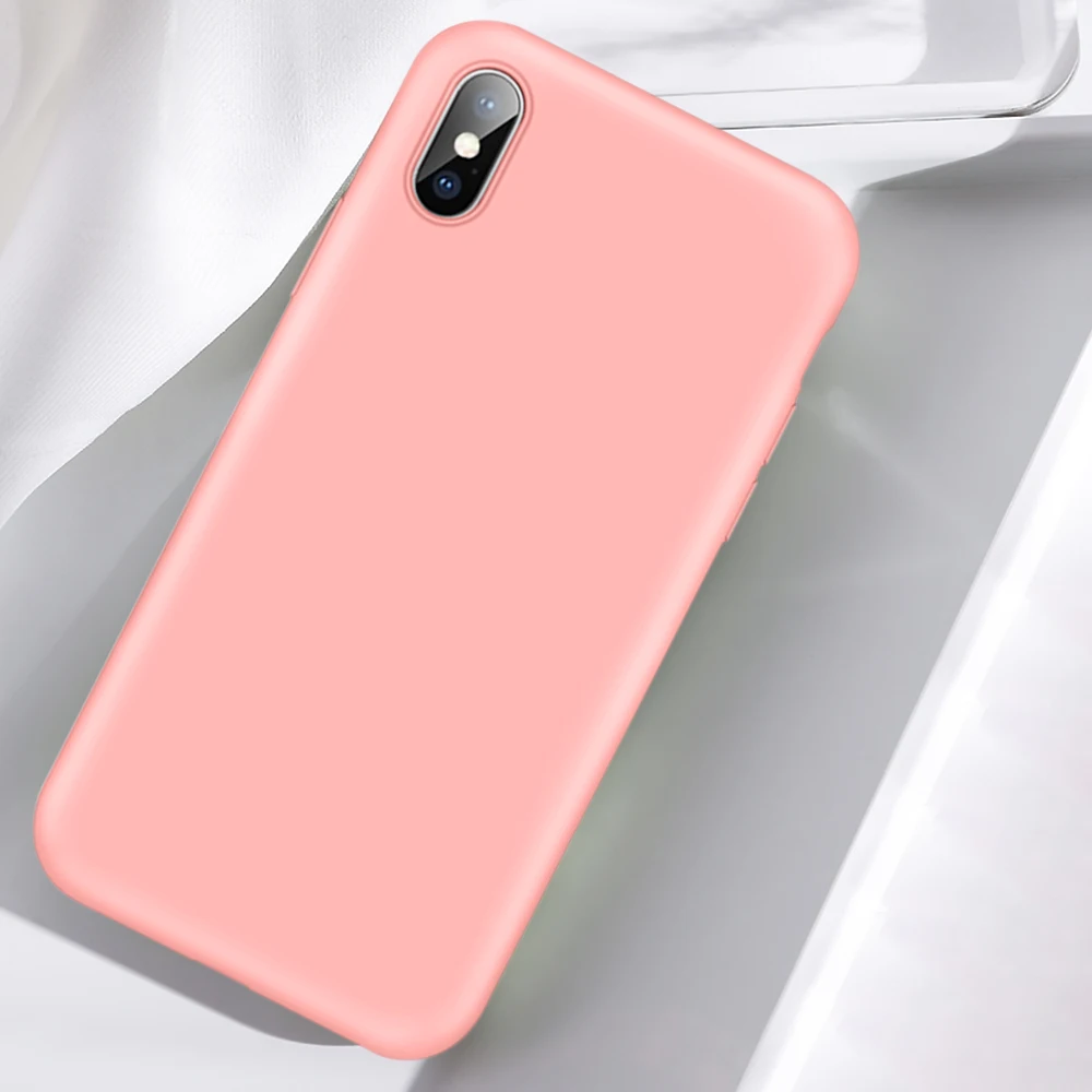 Pink Роскошный официальный силиконовый чехол без логотипа для iPhone 7 8 Plus чехлы с жидкостью для Apple iPhone X XS Max XR 6 6S Plus 7 8 чехол - Цвет: Pink