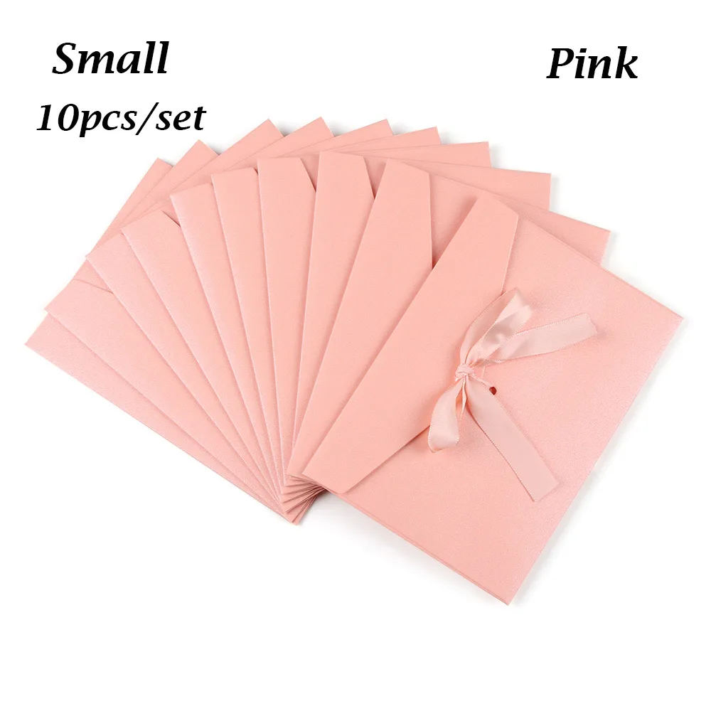 Small Pink 10 шт. Ретро Конверт перламутровый бумажный бант утолщенная лента креативный цвет канцелярские товары свадебный подарок для офиса школьные принадлежности - Цвет: Small Pink
