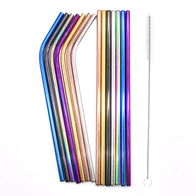 

1Set High Quality Reusable Drinking Straw With Cleaner Brush Stainless Steel Straw For Wedding Event Birthday Party Decoration