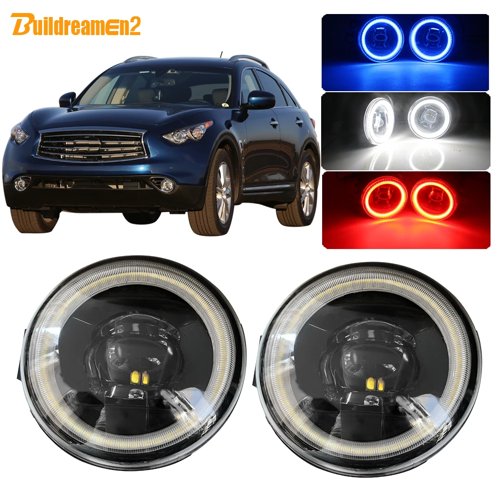 Buildreamen2 Car H11 4000lm Led Fog Light Lens Angel Eye Drl Daytime