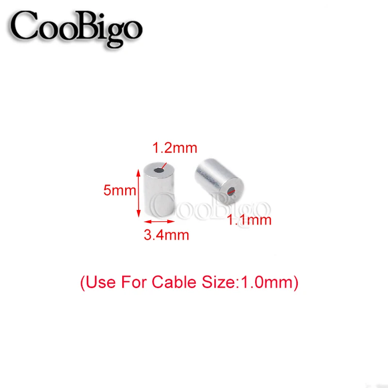 500pcs M1.0~M8.0 Cord Lock Cable Crimps Sleeves Aluminum Cable Stopper Ferrule Stops for Snare Wire Rope Clip Fittings Hardware - Цвет: M1.0