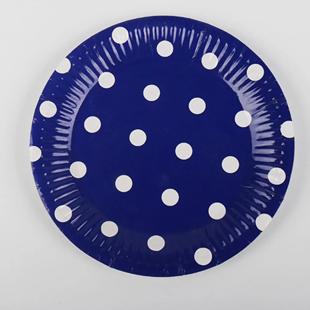 9 inch Dark Blue 10 шт. Бумага пластина одноразовые бумажные тарелки для дня рождения вечерние круглая пластина тарелка для фруктов, пирожных лоток посуда День рождения расходные материалы - Цвет: 9 inch Dark Blue