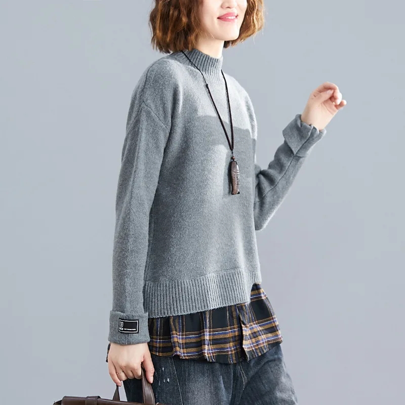 Новинка осени, Женский пуловер в стиле пэтчворк, свитер, корейский стиль, женские мягкие вязаные свитера
