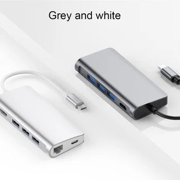 

Type C Hub HDMI Converter 8 in 1 Type C to HDMI USB 3.0 PD SD/TF Card Reader Multiport Dongle for Notebooks
