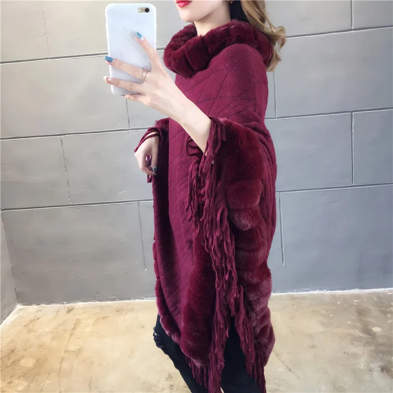 Autumn Winter Casual Knitted Ladies Sweater Long Sleeve Cloak Women Tops Sweaters Oversize Pullovers Sweater with Tassel