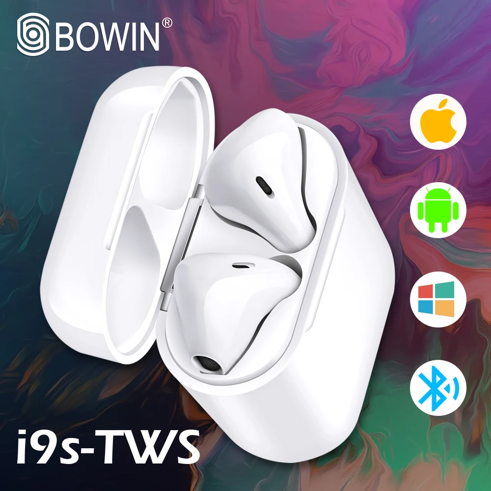 BOWIN Новинка i9S TWS Mini 5,0 Беспроводная гарнитура Bluetooth headsetTrue Беспроводная стереогарнитура невидимые наушники для всех смартфонов