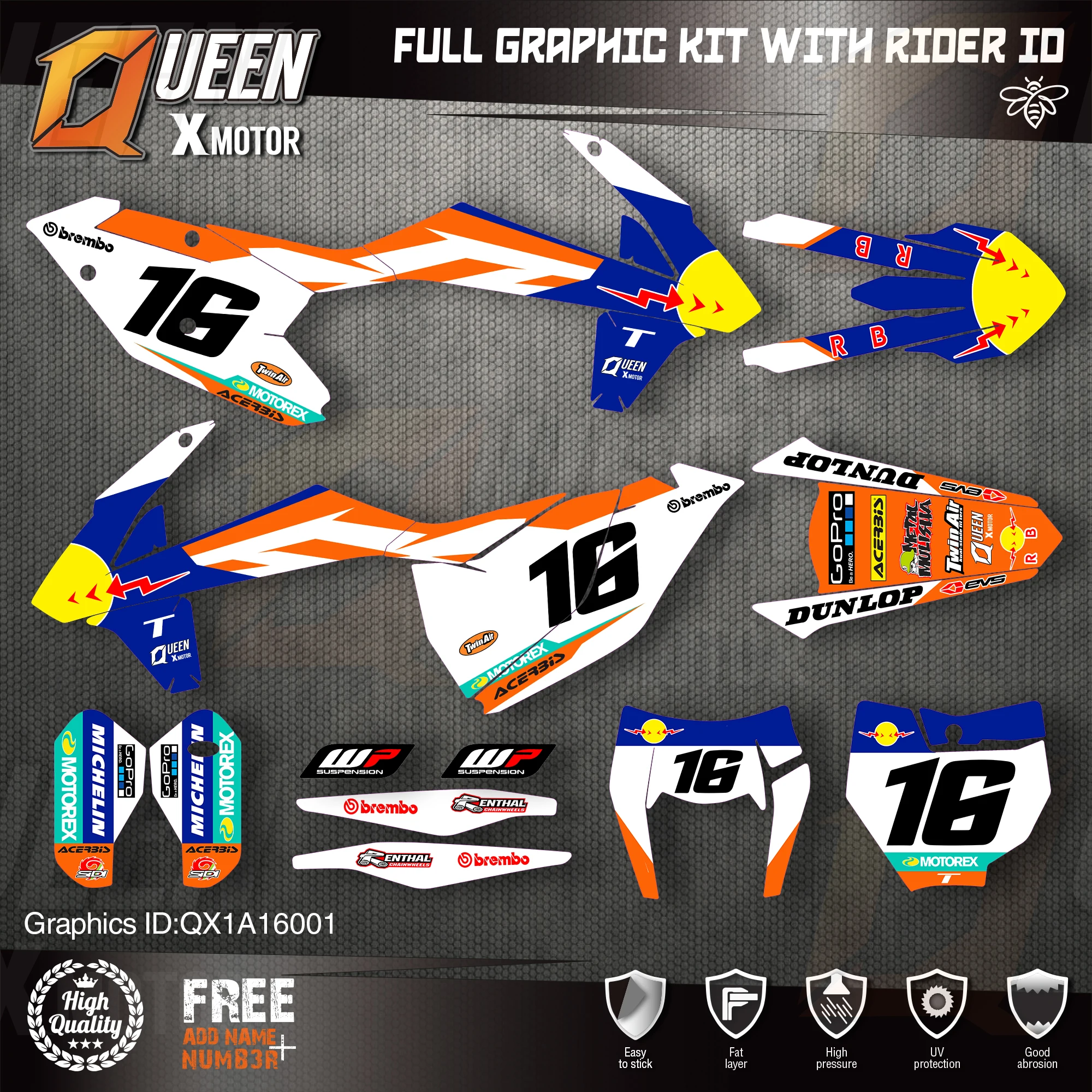 Графические наклейки QUEEN X MOTOR Custom Team Набор наклеек 3M для KTM 2016 2017 2018 SX SXF 2019 EXC XC W