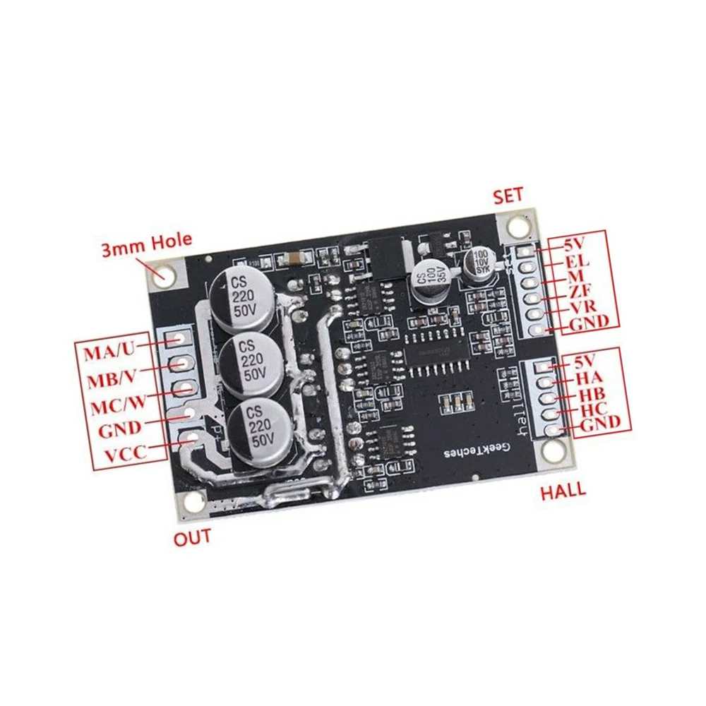 

15A DC 12V-36V Brushless Motor Speed Controller BLDC Driver Board Module Parts