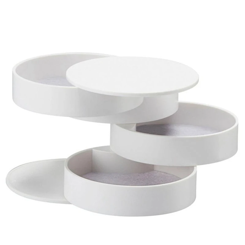 

4 Layers Jewelry Storage Box 360 Degrees Rotary Holder Jewelry Organizer for Earrings Rubber Band Bracelet Small Items