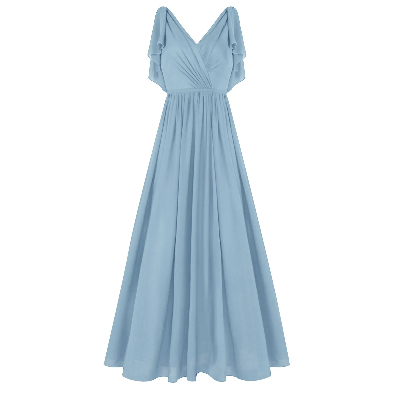 TiaoBug New Arrival Special Occasion Dresses V Neck Elegant 2022 Women Ladies Bridesmaid Princess Chiffon Summer Long Dresses