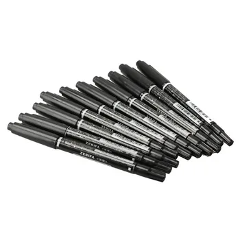 

10pcs Black Double Head Marker Pen Waterproof Permanent Black Ink Pens Pigment Liner Art Pen Drawing Painting Stationery Supply