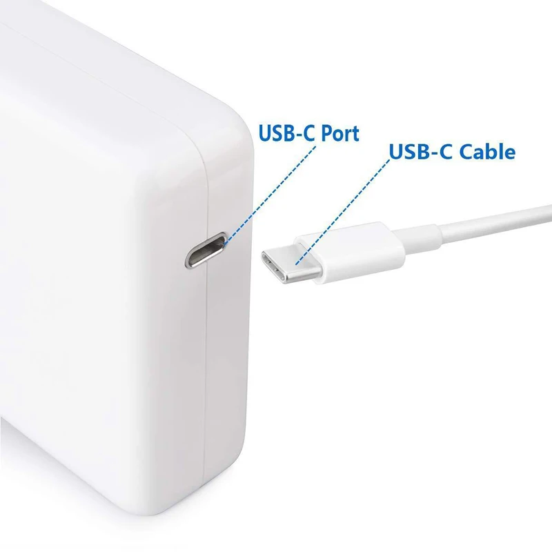 VIPATEY US Plug Mac Book зарядное устройство 29 Вт 61 Вт 87 Вт USB-C в USB-C адаптер питания переменного тока 2 м type-C зарядный кабель Замена для MacBook Pro