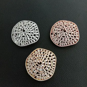 

1pc 40x42mm golden plated Cz micro Flower connector DIY Jewelry Findings