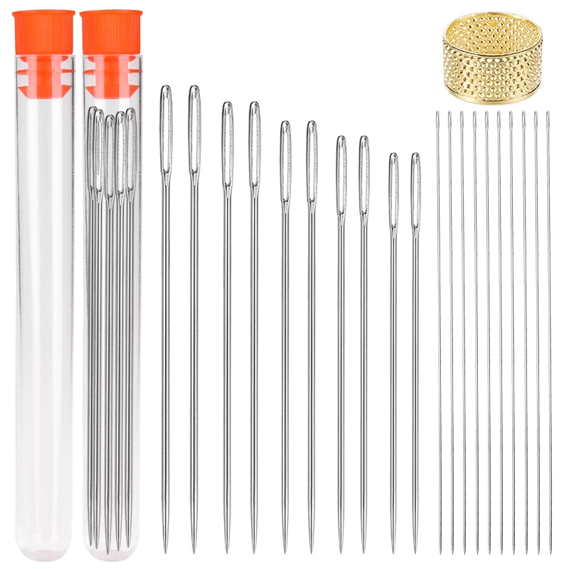 KAOBUY 22 PCS 2 Types Stainless Steel Large Eye Needles Cross Stitch Embroidery Tool Household Sewing | Дом и сад