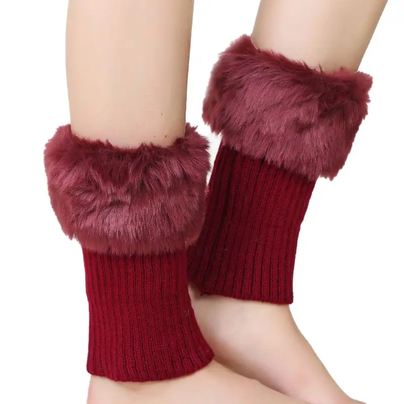 Зимние женские модные повседневные универсальные короткие флисовые шерстяные теплые сапоги, вязаные гетры - Цвет: R
