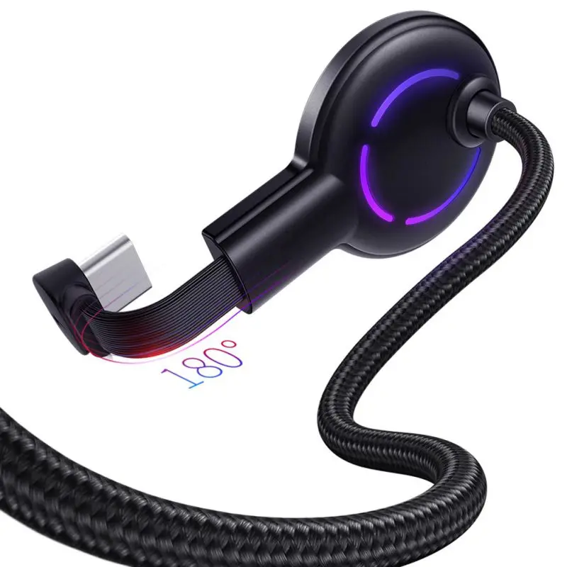 USB C кабель 2A Быстрая зарядка высокая скорость 180 градусов разъем присоска тип-c