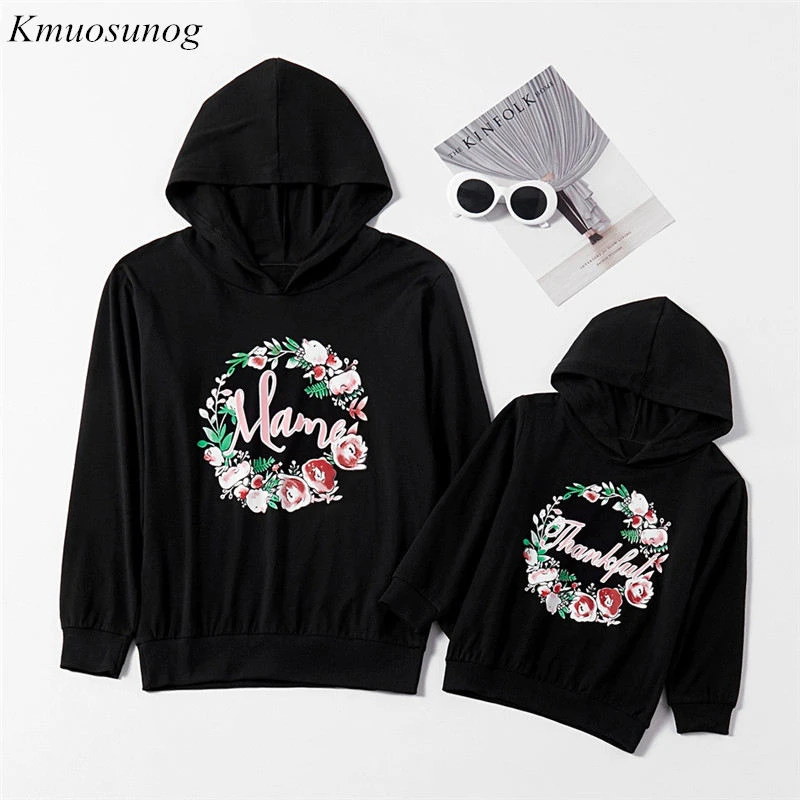 Sudadera con capucha juego para madre e hija, ropa de algodón a la moda para madre e hija, trajes familiares a juego, C0529, otoño|Trajes iguales de familia| - AliExpress