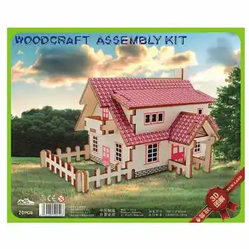 

2019 New High quality Western-style Cottage 3D Puzzle Jigsaw Puzzle DIY Handmade Children's Toys wood