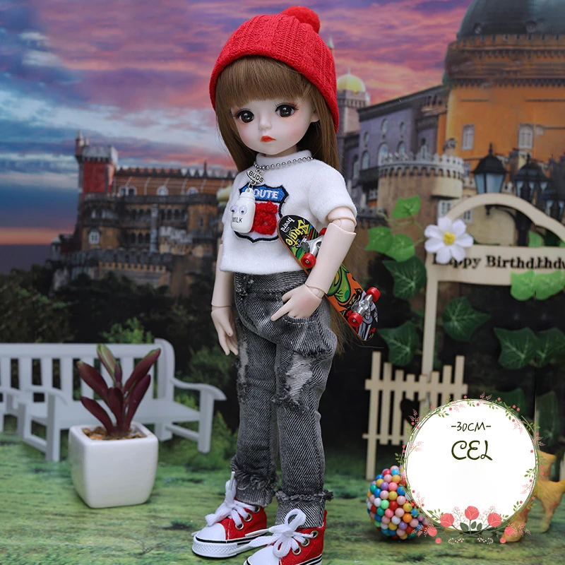 30CM Fashion Bjd Doll 18 Joints Beauty Make Up DIY Bjd Dolls With Clothes Suit Best Gifts For Girl Handmade Beauty Toy 1/6 BJD 25