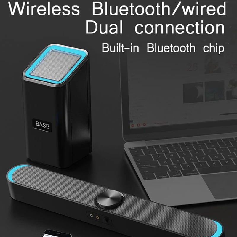 D 238 Bluetooth Звуковая Панель беспроводной динамик Бас Сабвуфер 4D ручка &quotстерео&quot
