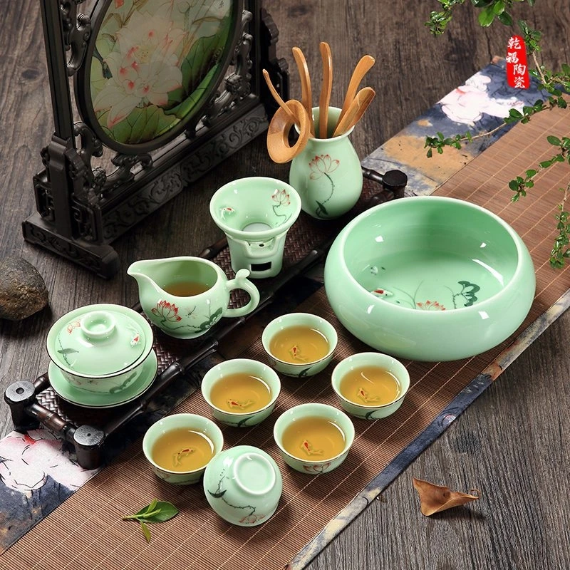 Celadon чай кунг-фу есть костюм Jindezhen ручной Карп чашка Dehua керамика чайный набор - Цвет: CupBulkPackaging