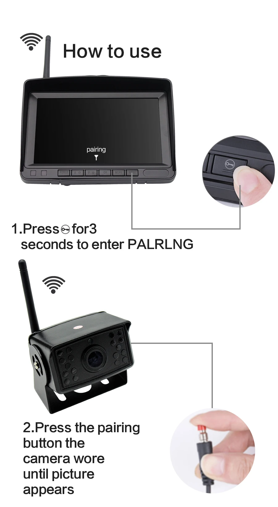 Sinairyu 7 дюймов ips AHD DVR рекордер Видео монитор с 4 беспроводными камерами для грузовика/прицепа/автобуса/RV/пикапа/прицепа