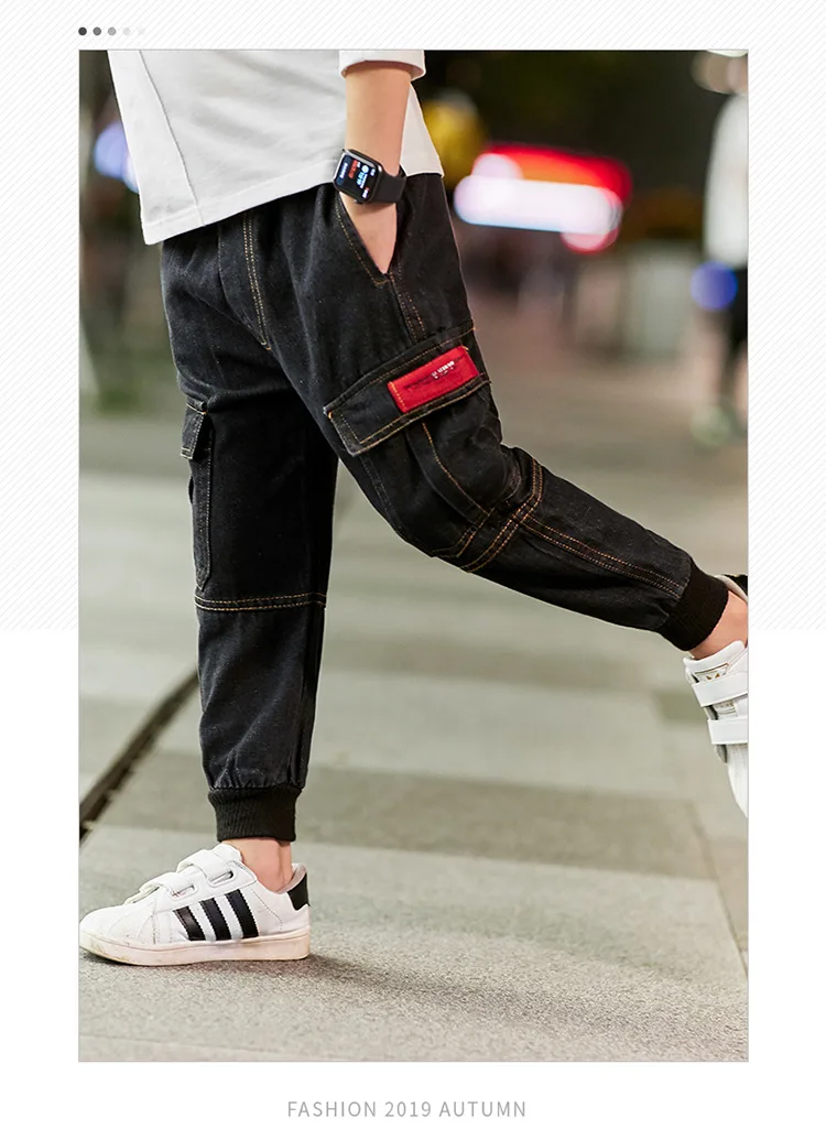 20160 BOY'S Pants New Style Autumn Fashion Middle And Large CHILDREN'S Trousers Children Hair Standard Jeans Fashion Trouse