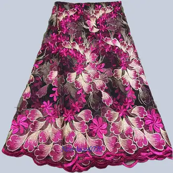 

2019 Best Selling Swiss voile laces African Fabric red Nigerian French Fabric High Quality Nigeria Tulle cord Lace Fabric 03