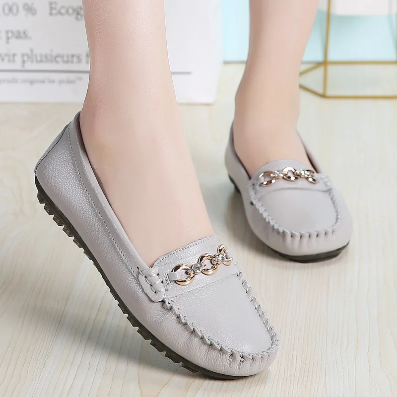 Zapatos planos de piel auténtica para mujer, mocasines sin para primavera y otoño, talla 35-40, novedad de 2021 - AliExpress Calzado