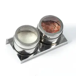 Magnetic Spice Jar Set With Label Stickers And Stainless Steel Base Kitchen Spices Container Pepper Seasoning Sprays Tins Bottle