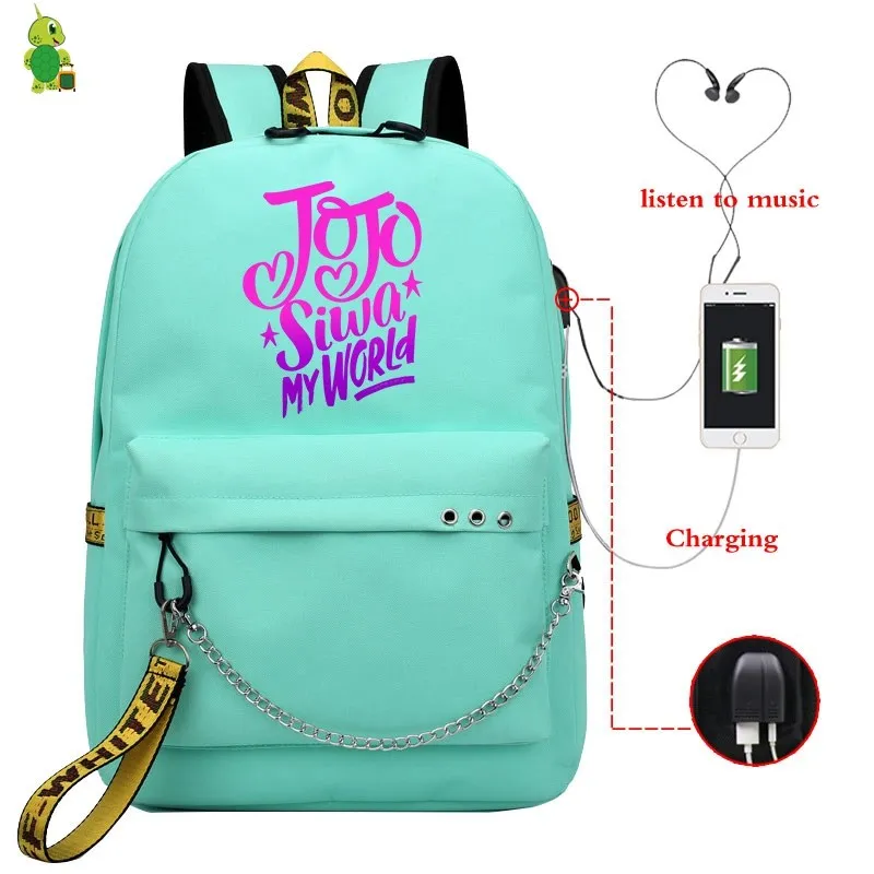 Mochila JoJo Siwa рюкзак, школьные сумки для девочек-подростков, женский рюкзак, Usb зарядка, рюкзак для ноутбука, модный рюкзак, дорожные сумки