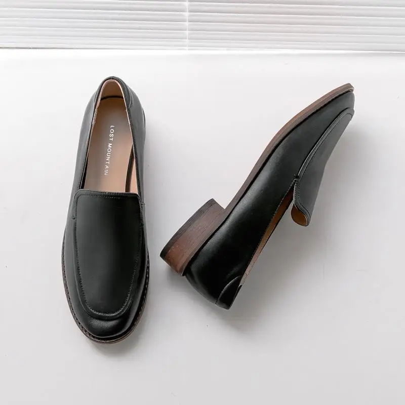 ALLBITEFO high quality genuine leather thick heel women shoes women high heel shoes autumn office ladies shoes women heels