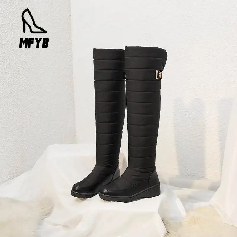 MFYB/Новинка 2019 года теплые зимние сапоги из мягкой искусственной кожи на толстом