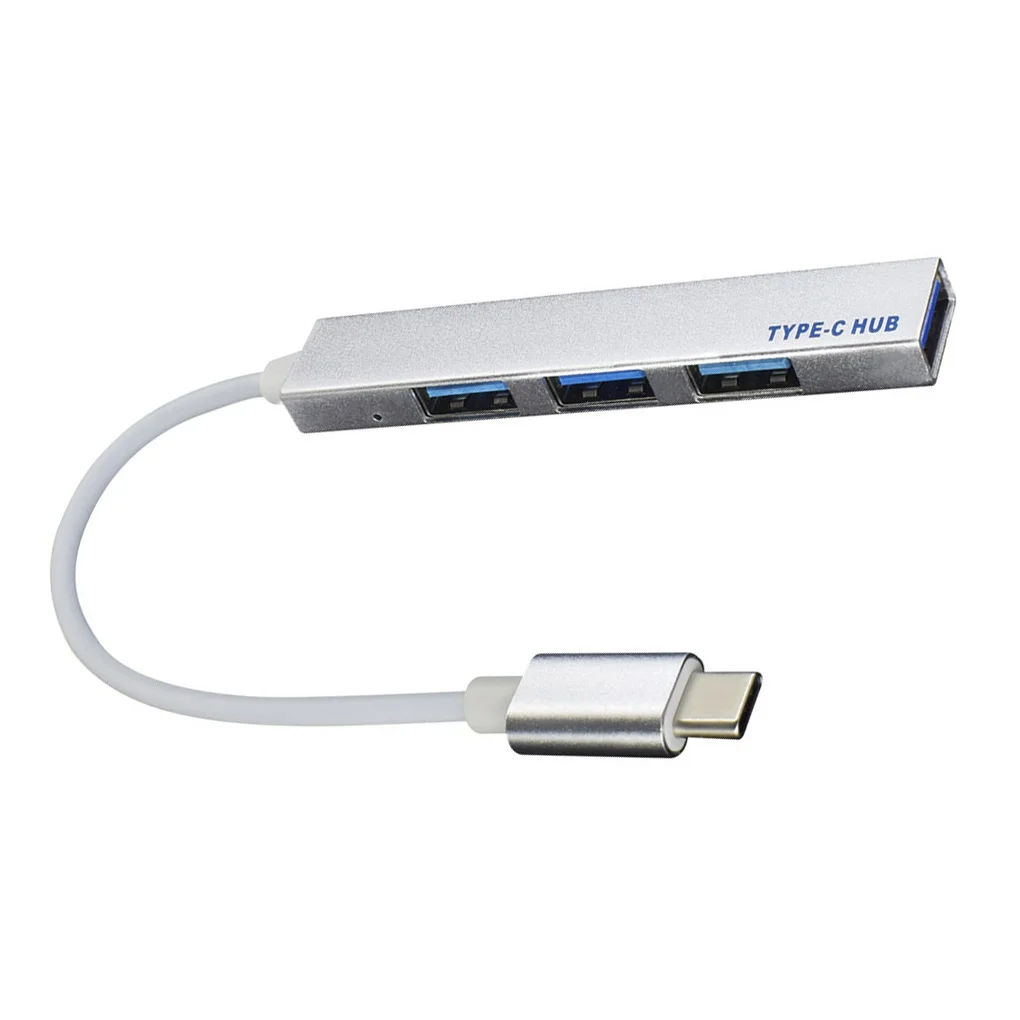 4 Port Splitter Type-C to USB 2.0 HUB Converter Adapter Cable for PC Laptop Computer Docking Station,Silver