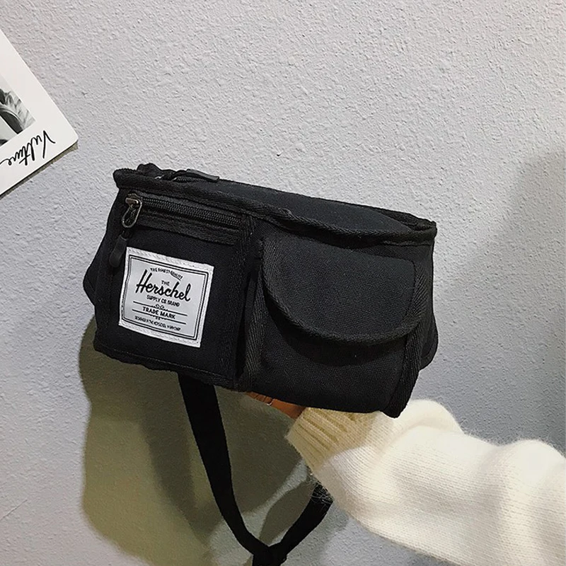 Canvas Waist Chest Bag Women/men Fanny Pack Casual Streetwear Bum Belt Bags Unisex Waist Belt Packs Boys Crossbody Bags Pochete