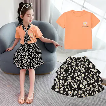 

Toddler Baby Girls Dress 2020 Children Girl Clothes Summer Short Sleeve And Floral Print Pleated Skirt Kids Dresses Outfits W83