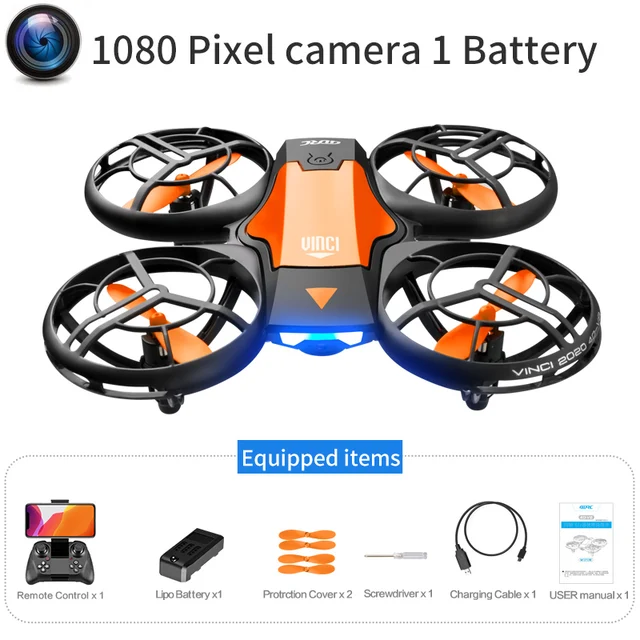 2021 NEW Quadcopter V8 drone 4k profesional 1080P 480P HD Camera WiFi Fpv Air Pressure Altitude Hold Black RC Drone Toy 1080P Yellow 1B