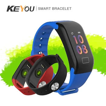 

KEYOU-F1 PLUS 0.96 inch sports pedometer heart rate blood pressure monitor men and women fashion health smart bracelet wristband