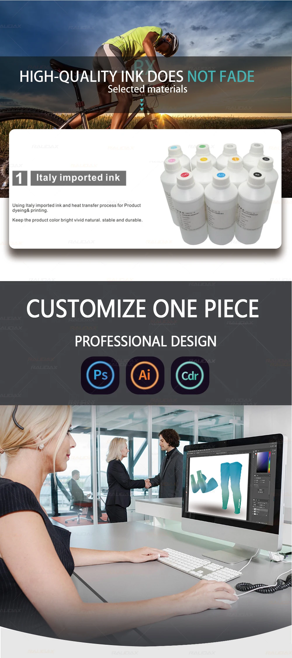 Description Picture 6 of itemRaudax-Knee Warmer for Cycling, Black Leg Warmer, Protection,Breathable Arm Warmer, Running and Racing,MTB Bike Sleeves,202 Team