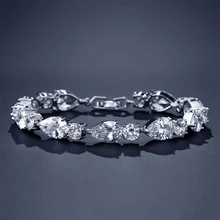 Розовое золото, красивый женский браслет из циркония в форме капли воды, ювелирные изделия для свадебной вечеринки, женский браслет, опт, UB109