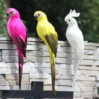 

25cm Simulation Handmade Parrot Creative Feather Lawn Figurine Ornament Animal Bird Garden Outdoor Prop Decoration Supplies New