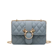 Женская новая цепь из ромбов маленькая квадратная сумка женская Высококачественная принт с птицами модная сумка из искусственной кожи на плечо