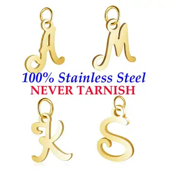 

5 Pieces PVD Gold Filled Stainless Steel A-Z Name Charm Wholesale High Polished Never Tarnish DIY Jewelry Finding Pendant
