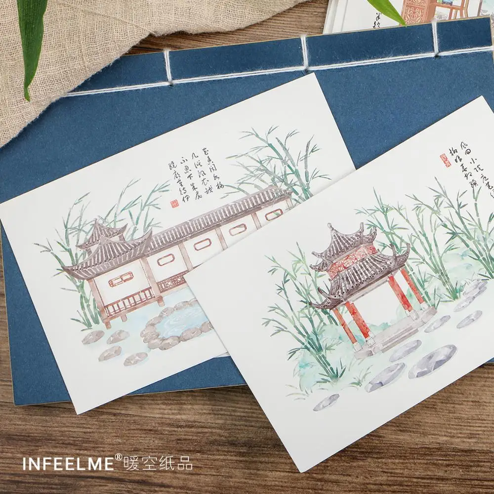 30 Sheets/Set Ancient Courtyard Life Series Postcard DIY Greeting Card Birthday Gift Card Message