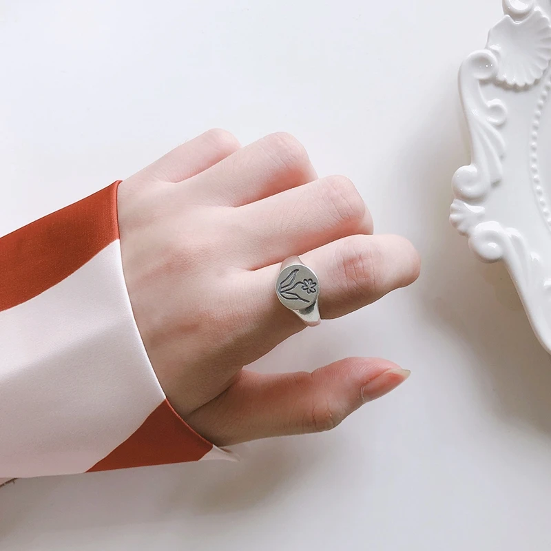 Silvology кольцо с цветком для лица из серебра 925 пробы, круглая скульптура, Корея, креативные кольца для женщин, элегантные праздничные украшения